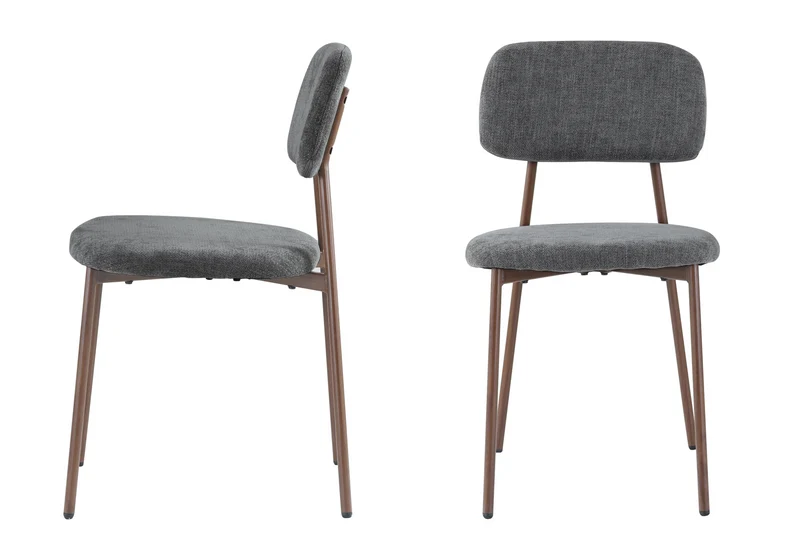 Chaise salle à manger tissu anthracite pieds noyer - Vika x4