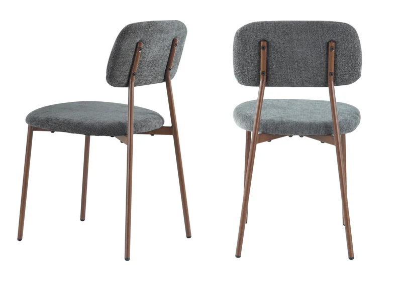 Chaise salle à manger tissu anthracite pieds noyer - Vika x4