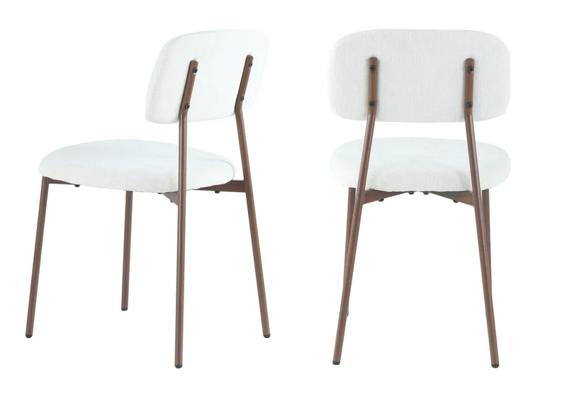 Chaise salle à manger tissu beige pieds noyer - Vika x4