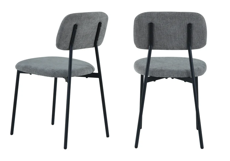 Chaise salle à manger tissu anthracite pieds noirs - Vika x4