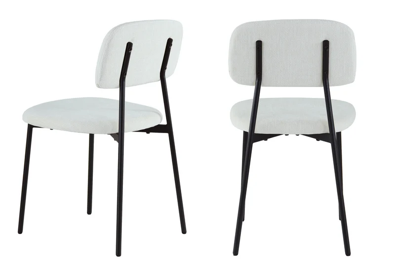 Chaise salle à manger tissu beige pieds noirs - Vika x4