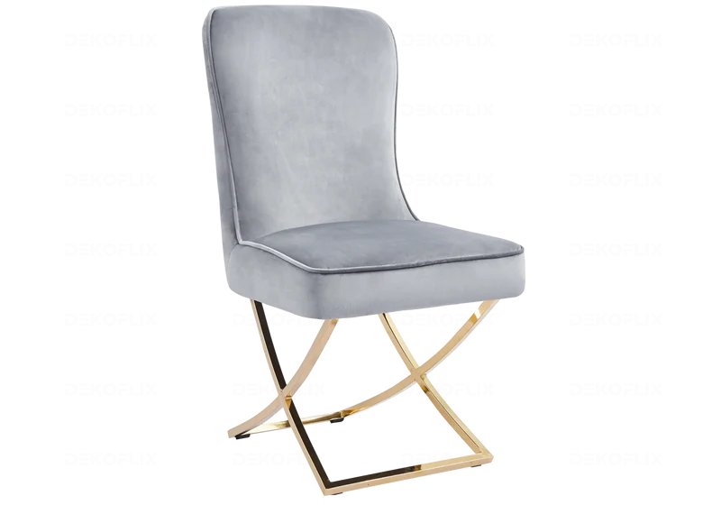 Chaises velours gris doré avec anneau - Ursi x2