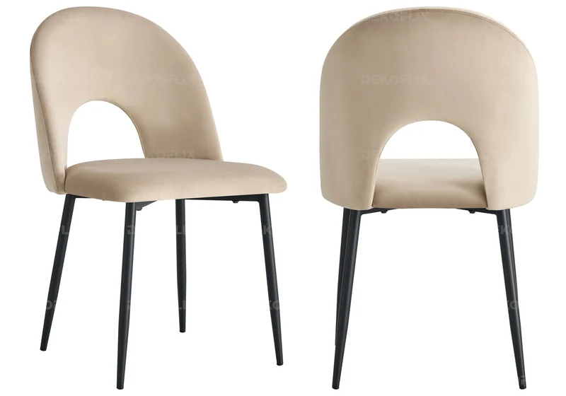 Table noire marbre blanc et chaises taupes - Clara