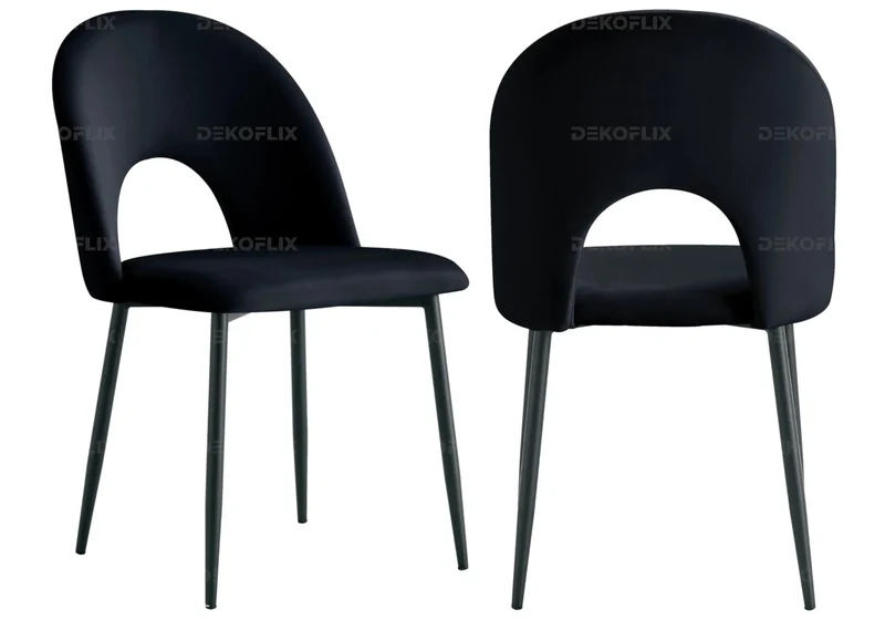 Table marbre noir et chaises noires - Clara