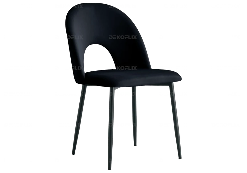 Table marbre noir et chaises noires - Clara