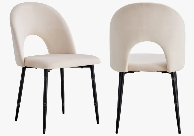 Table marbre noir et chaises beiges - Clara