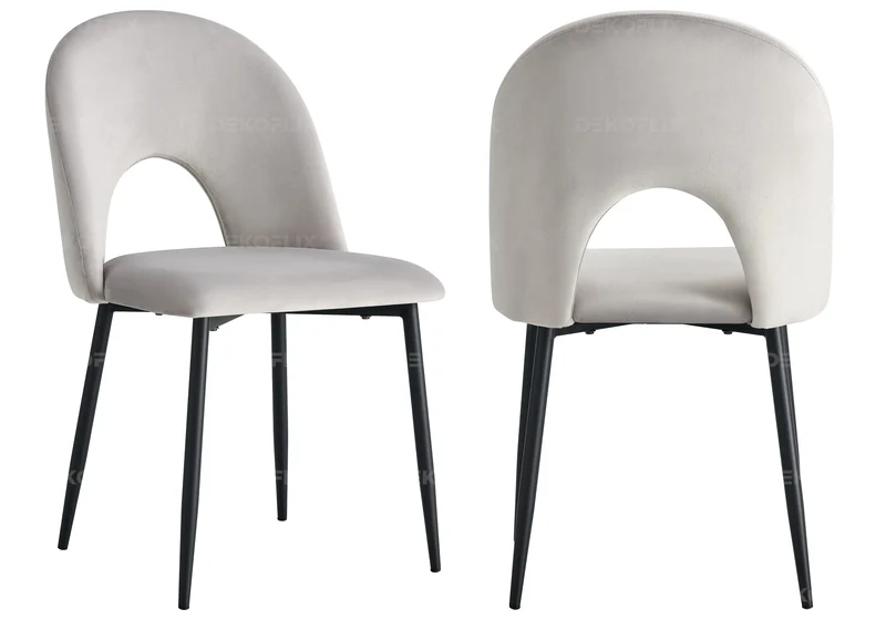 Table marbre noir et chaises grises - Clara