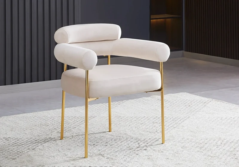 Ensemble table chaises dore céramique marbre - Sidy