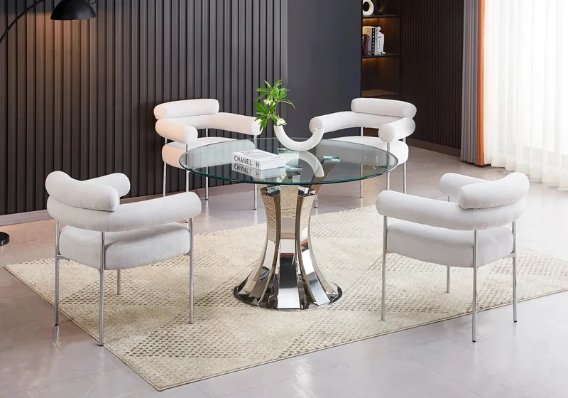 Table à manger chrome transparent - Sidy