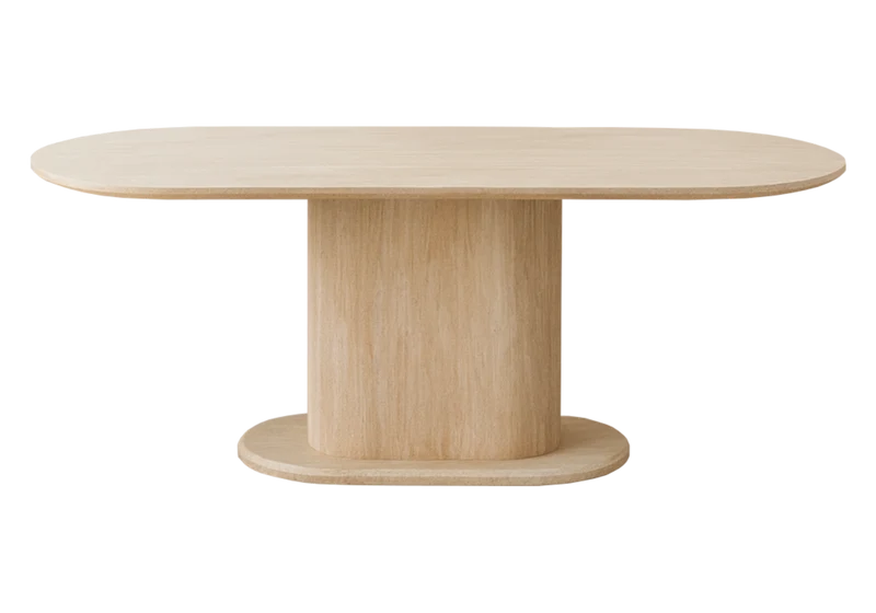 Ensemble table ovale travertin et 4 chaises - Inaya