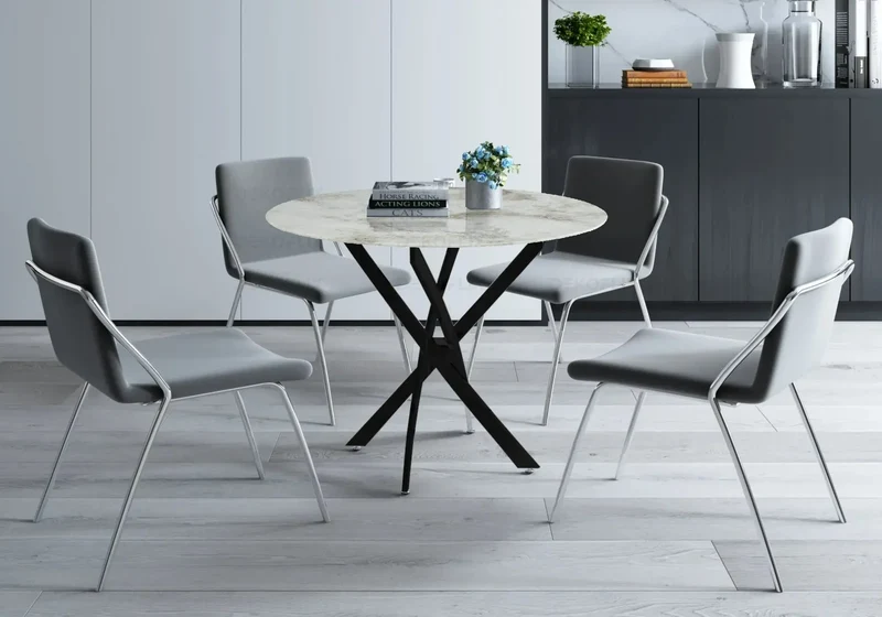 Table ronde noire marbre beige - Joy