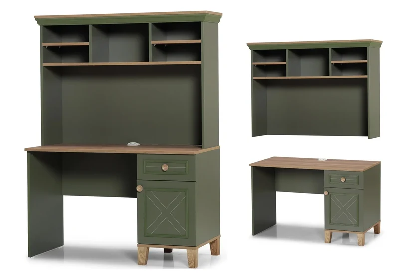 Ensemble chambre jeune lit superposé vert ATLAS