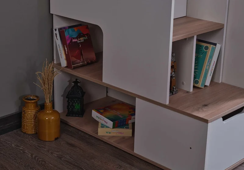 Ensemble chambre jeune lit superposé beige ATLAS