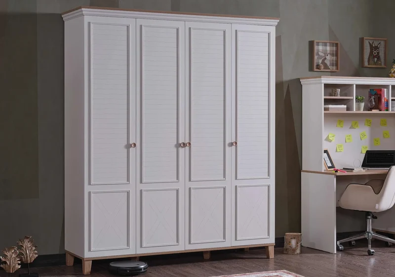 Ensemble chambre jeune lit superposé beige ATLAS