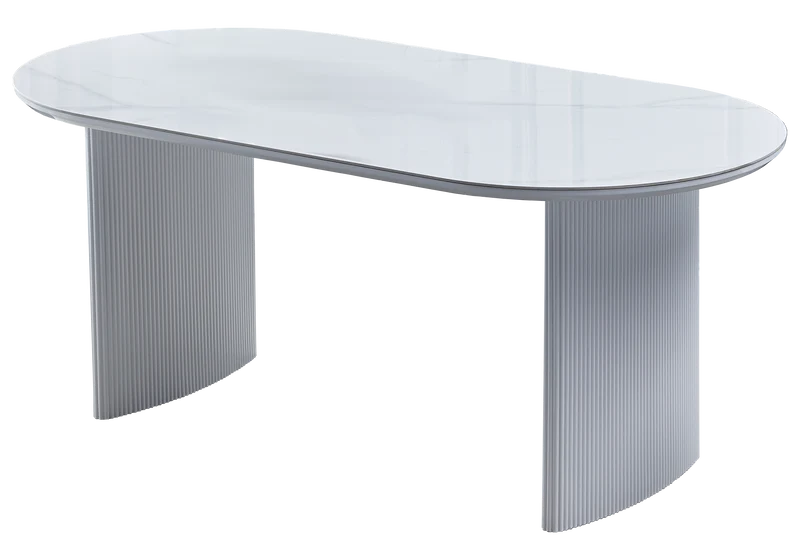 Ensemble table marbre blanc et chaises noirs – Kara