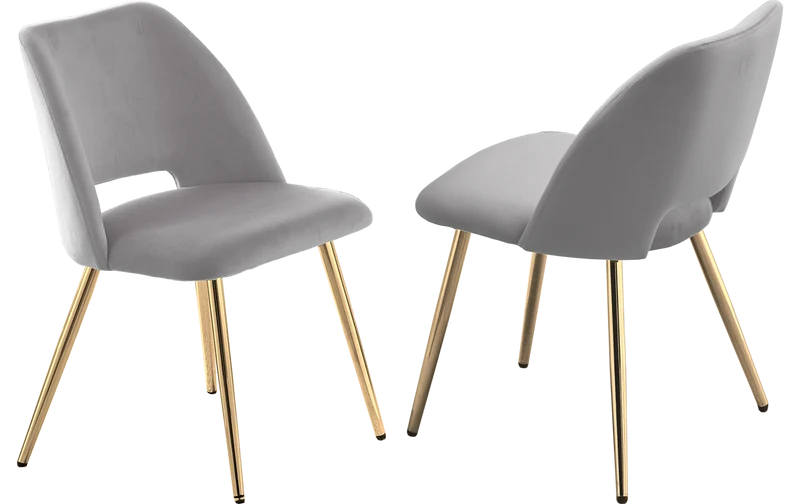 Ensemble table marbre blanc et chaises dorés – Kara