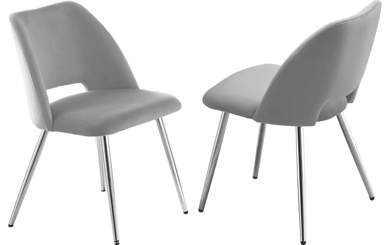 Ensemble table marbre beige et chaises argent – Kara