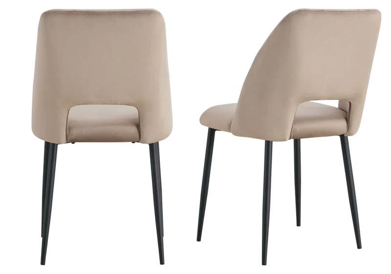 Chaise en velours taupe avec dossier ouvert - Leoni x4