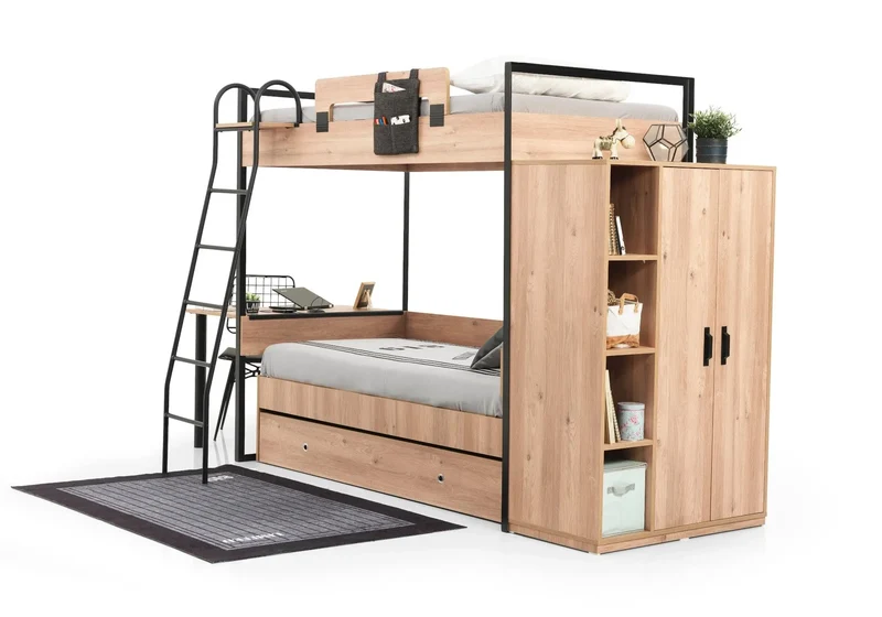 Chambre jeune modulaire et moderne chêne SMART MAX