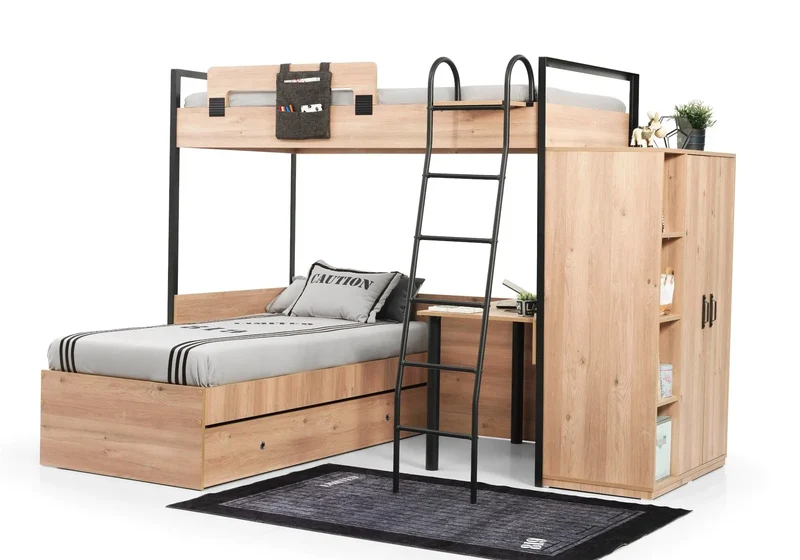 Chambre jeune modulaire et moderne chêne SMART MAX