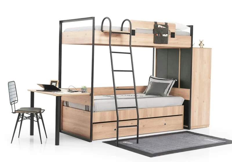 Chambre jeune modulaire et moderne chêne SMART
