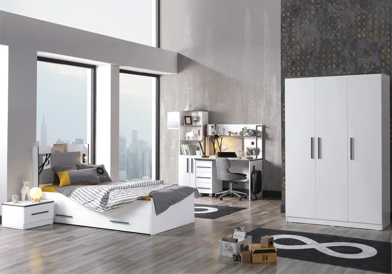 Ensemble de chambre jeune moderne blanc INFINITY