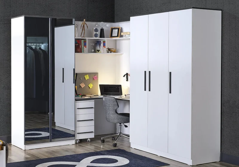 Ensemble de chambre jeune moderne blanc INFINITY