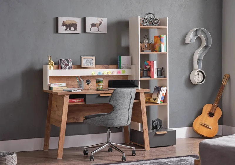Ensemble de chambre jeune moderne anthracite MOTTO