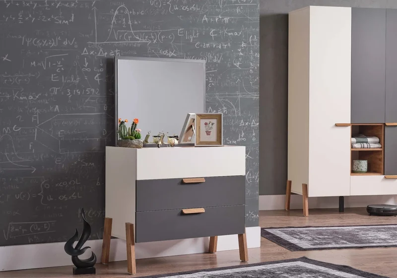 Ensemble de chambre jeune moderne anthracite MOTTO