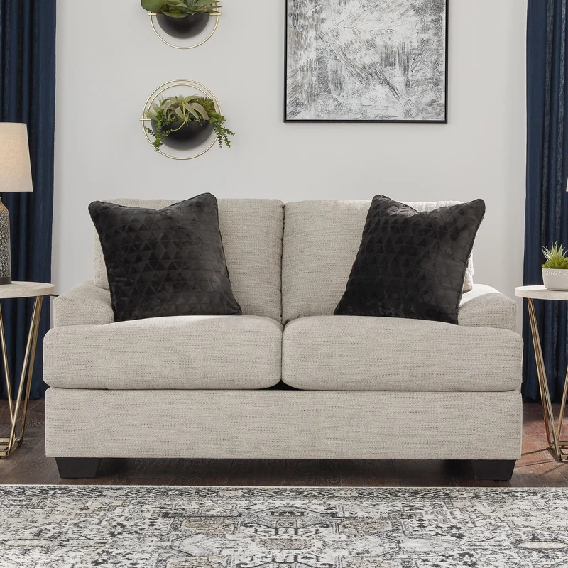 Causeuse en tissu beige pâle avec coussins - Vayda