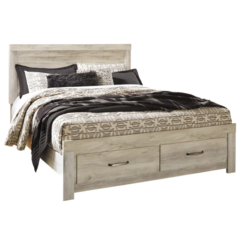 Lit complet en bois/placage blanc avec rangement Grand / Très grand - Bellaby