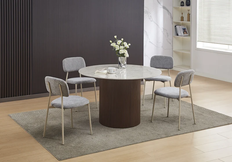 Chaise salle à manger tissu anthracite pieds taupe - Vika x4