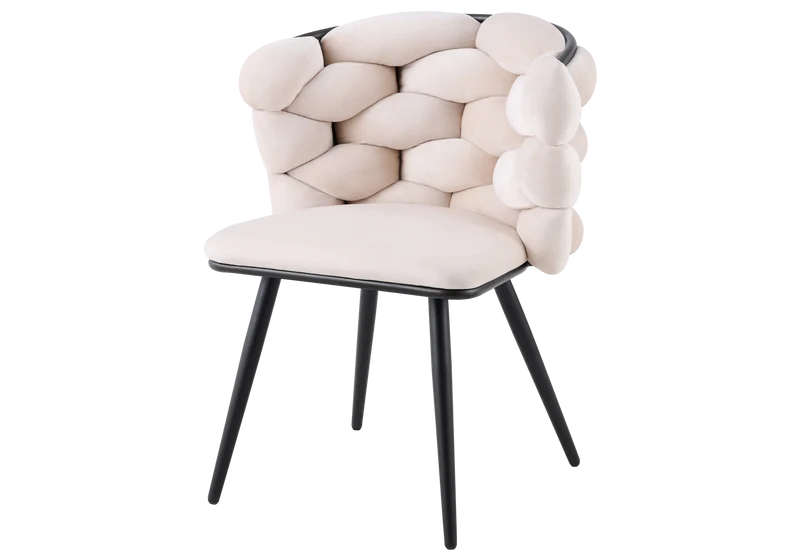 Chaise de table velours beige pieds noirs - Cloud x2