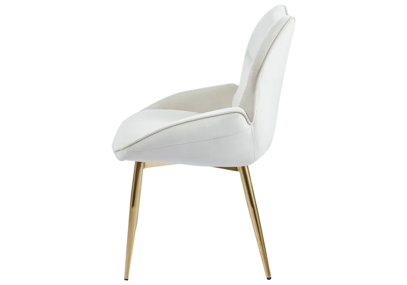 Fauteuil de table velours beige pieds dorés - Lyon x2