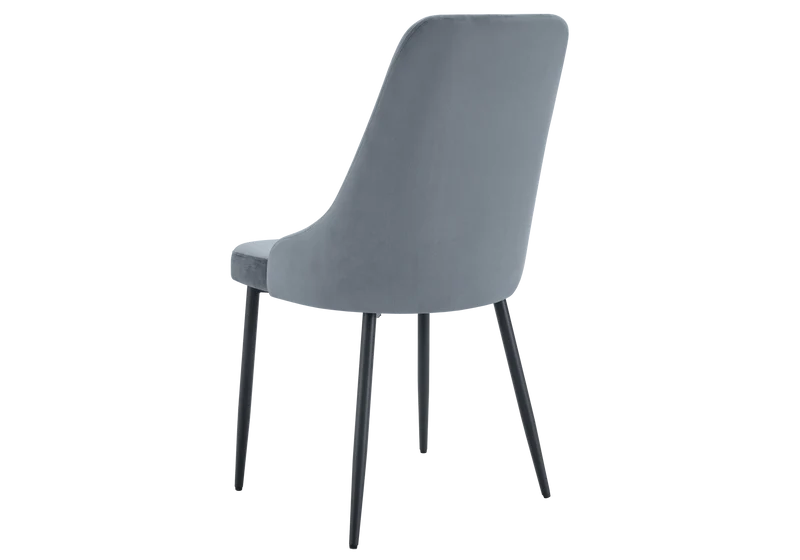 Chaise de table velours gris pieds noirs - Sena x4