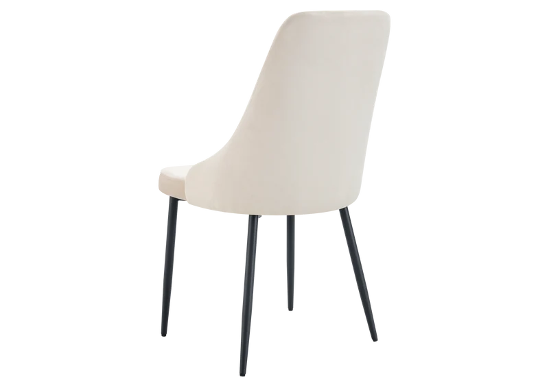 Chaise de table velours beige pieds noirs - Sena x4
