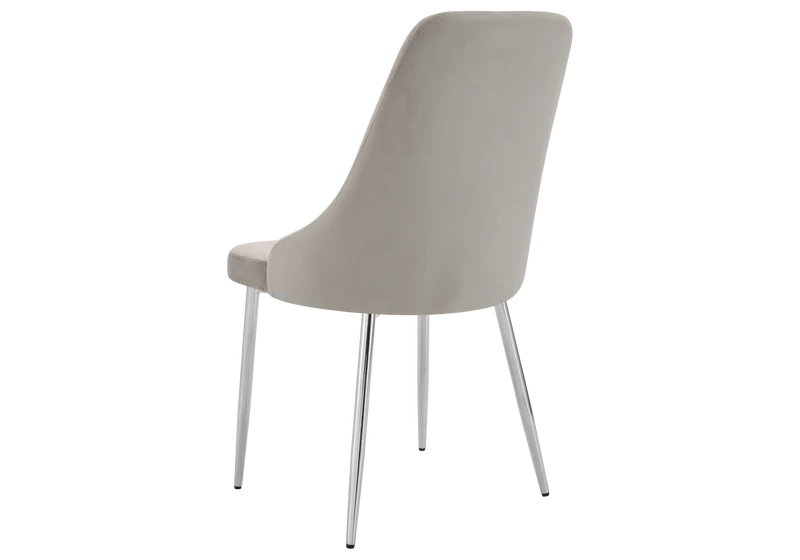 Chaise de table velours taupe pieds argentés - Sena x4