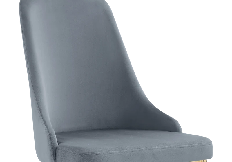 Chaise de table velours gris pieds dorés - Sena x4