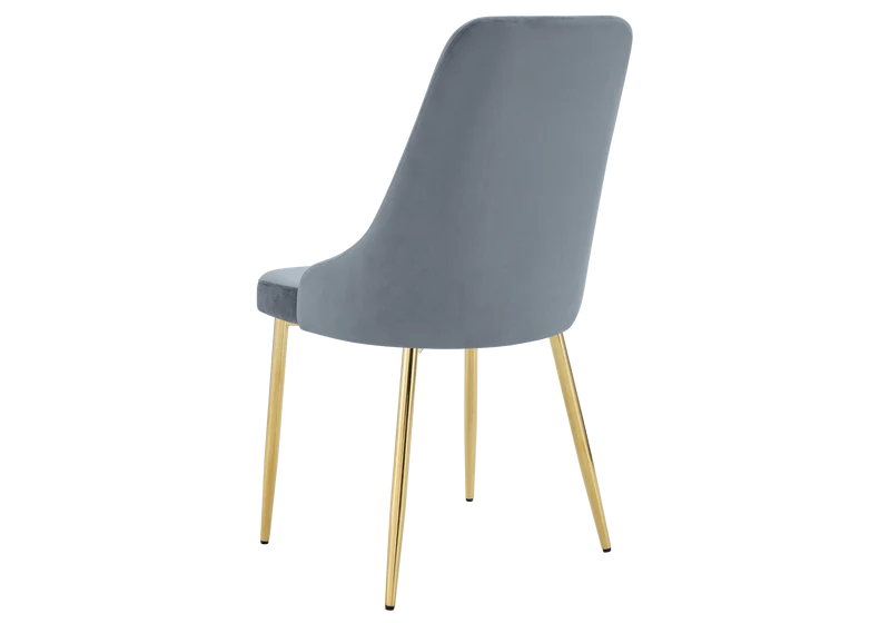 Chaise de table velours gris pieds dorés - Sena x4