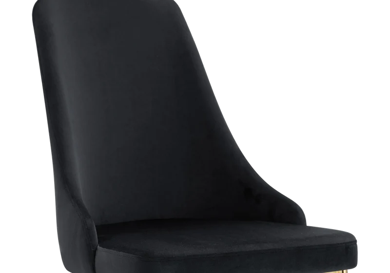 Chaise de table velours noir pieds dorés - Sena x4