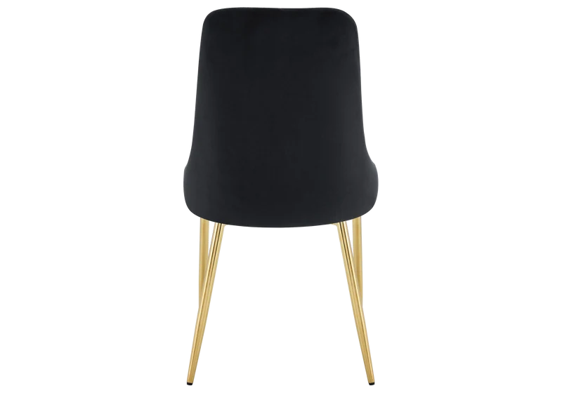 Chaise de table velours noir pieds dorés - Sena x4