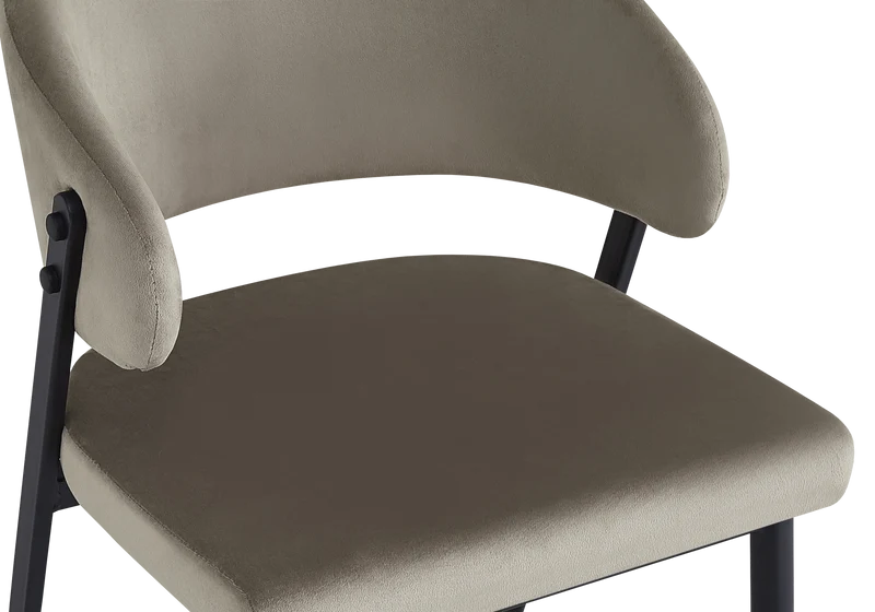 Chaise de table velours taupe pieds noirs - Alba x4