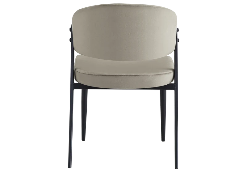 Chaise de table velours taupe pieds noirs - Alba x4
