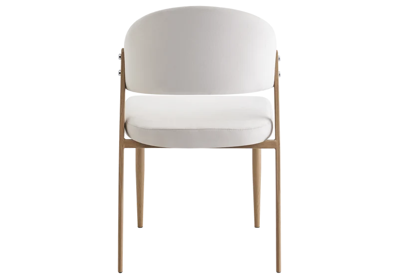 Chaise de table velours beige pieds bois clair - Alba x4