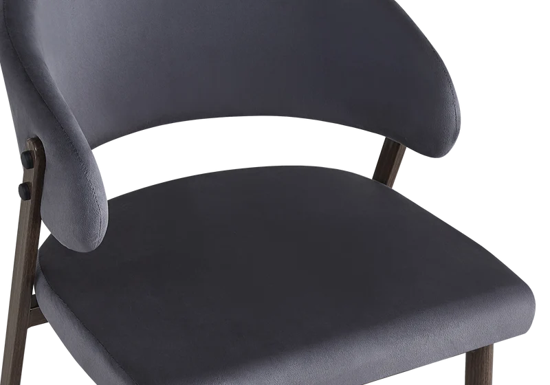Chaise de table velours anthracite pieds noyer - Alba x4