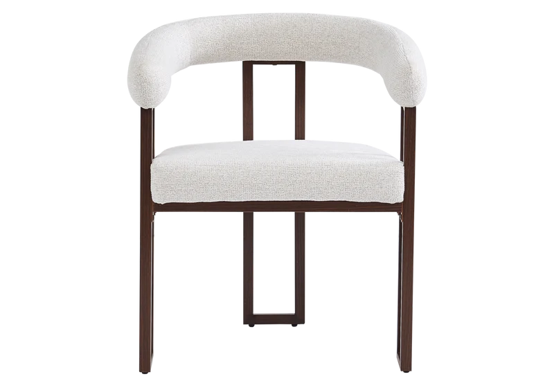 Fauteuil de table tissu chiné écru pieds noyer - Soho x4