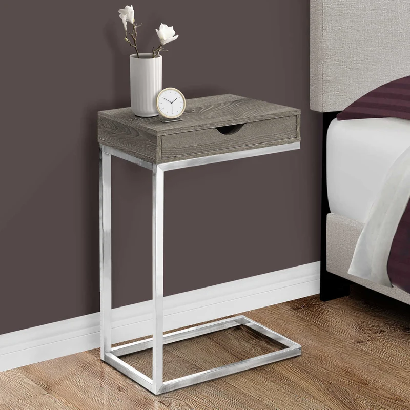Table d'appoint en MDF/stratifié et métal chromé - I 3236-3254-3373
