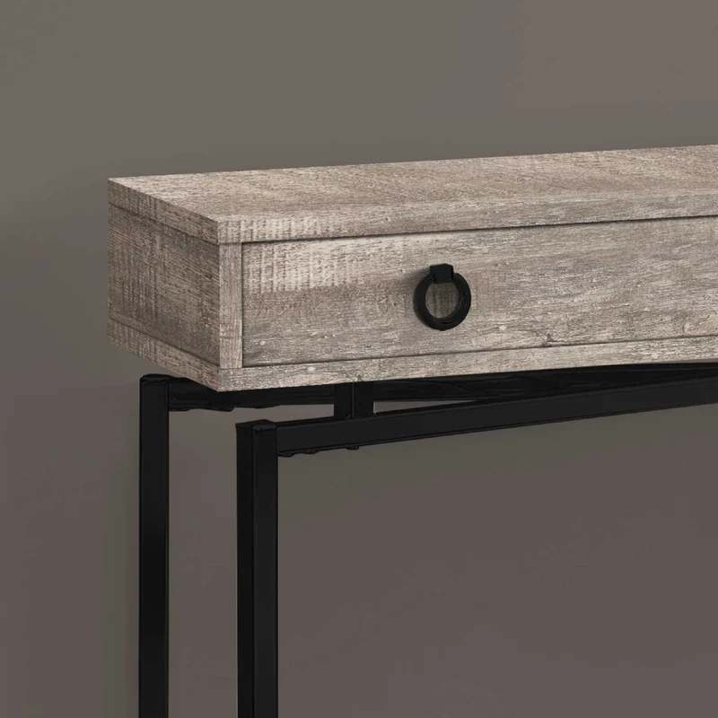 Table console en MDF/stratifié et métal noir avec 1 grand tiroir - I 3453-3454-3455