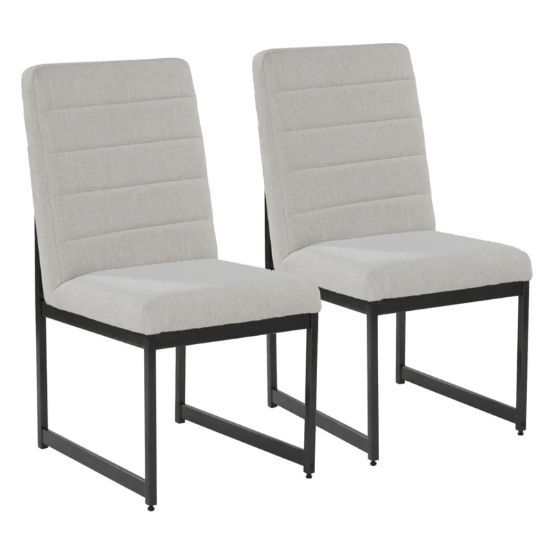 Ensemble de 2 chaises de salle à manger rembourrées en tissu beige pâle - Tomtyn