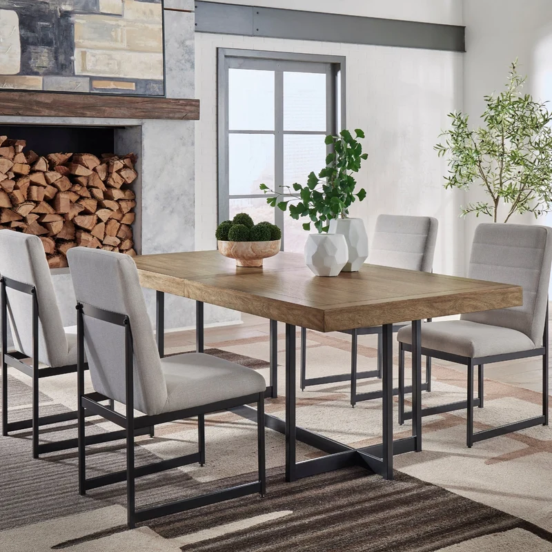 Ensemble de 2 chaises de salle à manger rembourrées en tissu beige pâle - Tomtyn